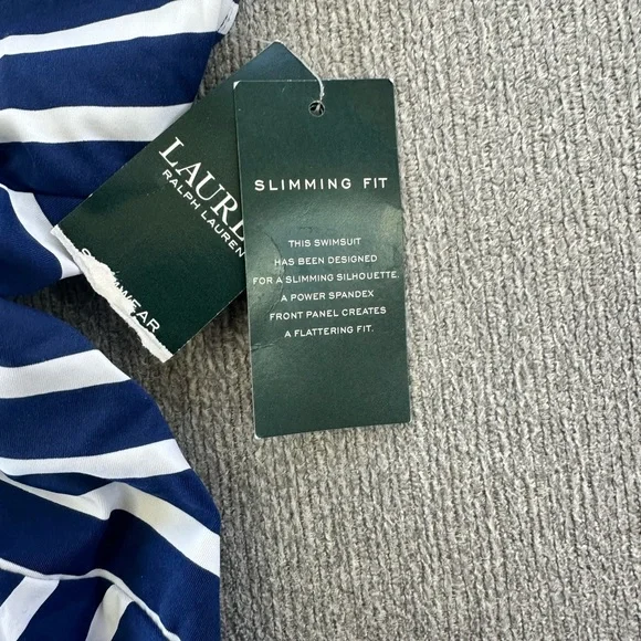 Ralph Lauren Deauville Striped Halter One Piece Swimsuit sz 8 - Picture 3 of 9